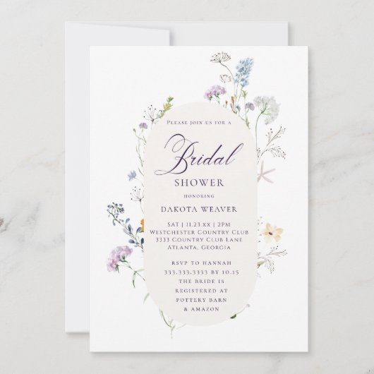 Elegant Wildbloemen Calligrafie Vrijgezellenfeest Kaart (Voorkant)