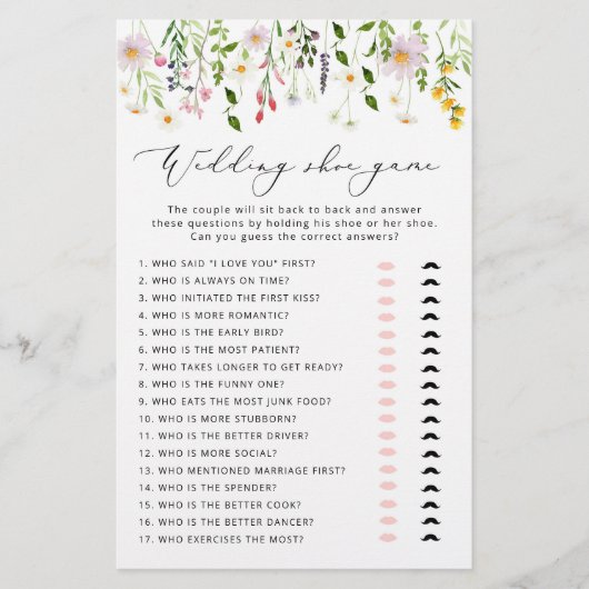 Elegant Wildbloemen De bruiloft schoenenspel (Voorkant)