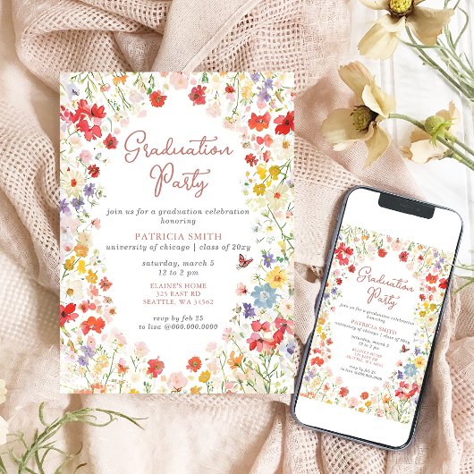 Elegant Wildbloemen Fotogradatie Partij Kaart