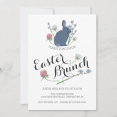 Elegant Wildbloemen & Gray Bunny, Paasbrunch Aankondiging (Voorkant)