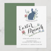 Elegant Wildbloemen & Gray Bunny, Paasbrunch Aankondiging (Voorkant / Achterkant)