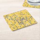 Elegant Wildbloemen op Mustard Yellow Kartonnen Onderzetters (Schuin)