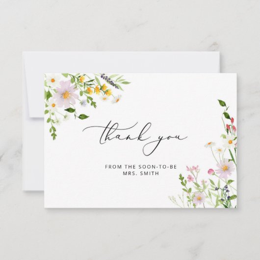 Elegant wildbloemen vrijgezellenfeest bedankt je k kaart (Voorkant)