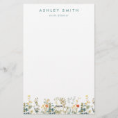 Elegant wildbloemenveld briefpapier (Achterkant)