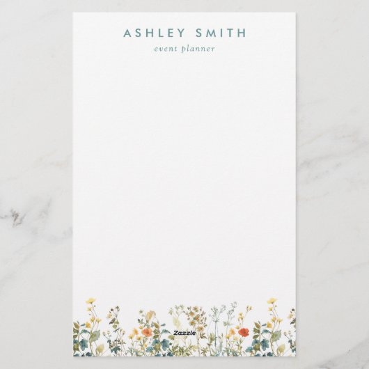 Elegant wildbloemenveld briefpapier (Achterkant)