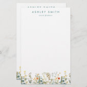 Elegant wildbloemenveld briefpapier (Voorkant / Achterkant)