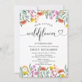 Elegant Wildbloemmeisje 1 jarig feest Kaart (Voorkant)