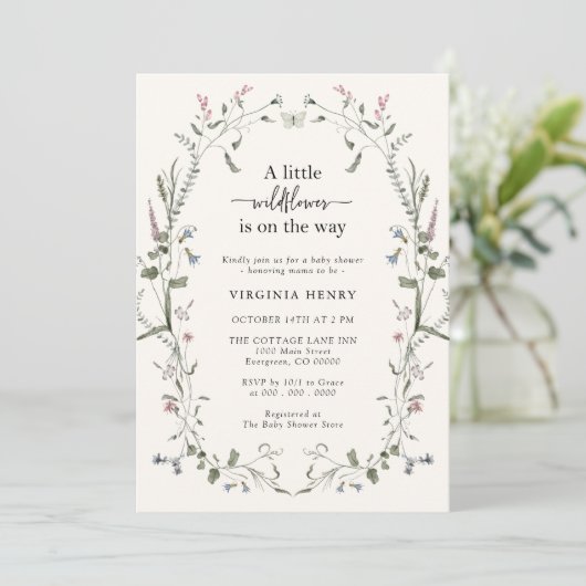 Elegant Wilde Baby shower Uitnodiging (Staand voorkant)