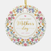 Elegant Wilde Bloem met 1 Moederdag Gift Keramisch Ornament (Voorkant)