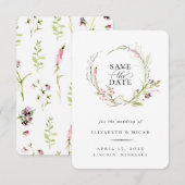 Elegant Wilde Bloem met de spits sparen de datum Aankondiging (Voorkant / Achterkant)