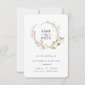 Elegant Wilde Bloem met de spits sparen de datum Aankondiging (Voorkant)