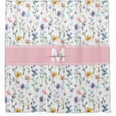 Elegant Wilde Bloem Monogram Douchegordijn (Voorkant)