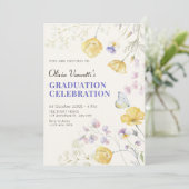 Elegant wilde bloemen afstuderen kaart (Staand voorkant)