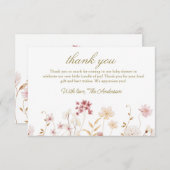 Elegant Wilde Bloemen Baby shower Bedankkaart (Voorkant / Achterkant)