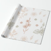 Elegant Wilde Bloemen Baby shower Cadeaupapier (Uitgerold)