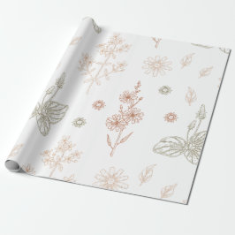 Elegant Wilde Bloemen Baby shower Cadeaupapier