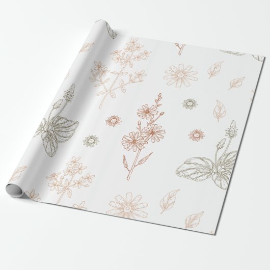 Elegant Wilde Bloemen Baby shower Cadeaupapier (Uitgerold)