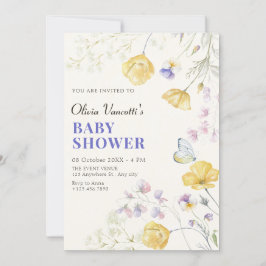 Elegant wilde bloemen baby shower kaart