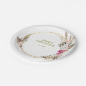 Elegant Wilde Bloemen Baby shower Papieren Bordje (Gekanteld)