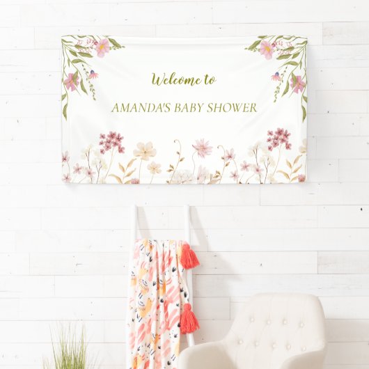 Elegant Wilde Bloemen Baby shower Spandoek (Insitu)