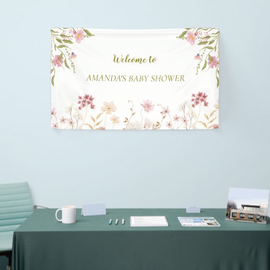Elegant Wilde Bloemen Baby shower Spandoek (Beurs)