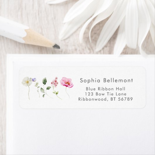 Elegant wilde bloemen Baby shower terug Adres Etiket