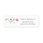 Elegant wilde bloemen Baby shower terug Adres Etiket (Voorkant)