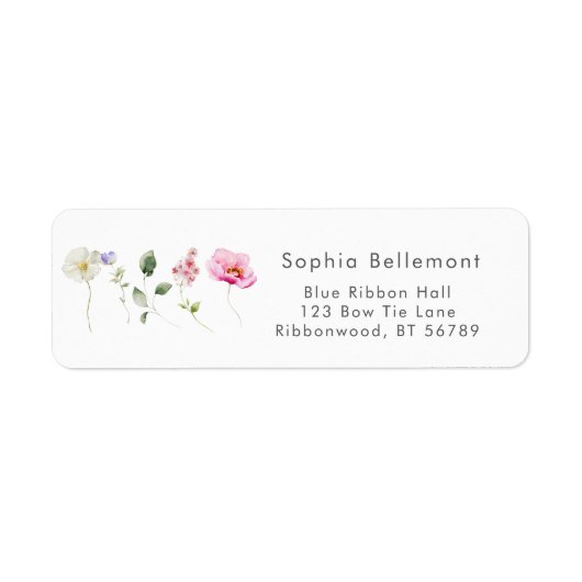 Elegant wilde bloemen Baby shower terug Adres Etiket (Voorkant)
