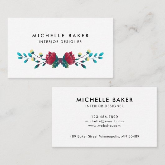Elegant wilde bloemen visitekaartje (Voorkant / Achterkant)