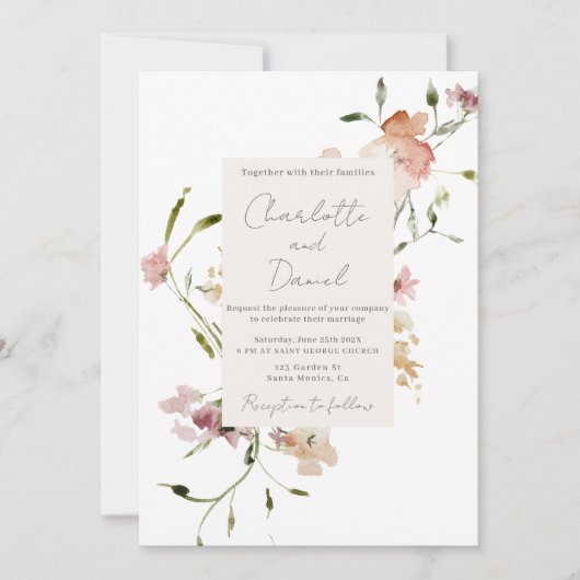 Elegant Wilde bloemen Weddenschap Kaart (Voorkant)