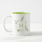 Elegant Wilde Botanische Monogram Tweekleurige Koffiemok (Links)