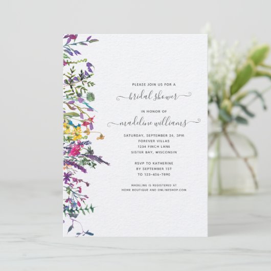 Elegant Wilde Floral Waterverf Vrijgezellenfeest Kaart (Staand voorkant)