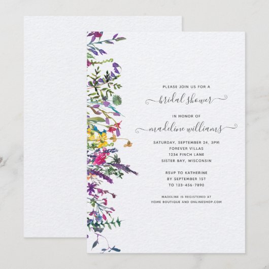 Elegant Wilde Floral Waterverf Vrijgezellenfeest Kaart (Voorkant / Achterkant)