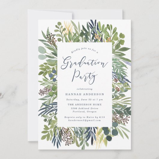 Elegant Wilde Graduy Party Kaart (Voorkant)