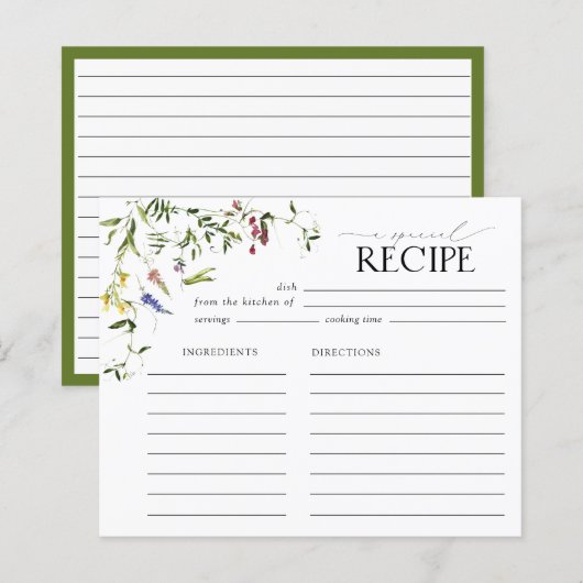 Elegant Wilde Vrijgezellenfeest Recipe Kaart (Voorkant / Achterkant)