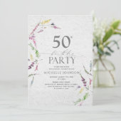 Elegant Wilde Waterverf Floral 50th Birthday Kaart (Staand voorkant)
