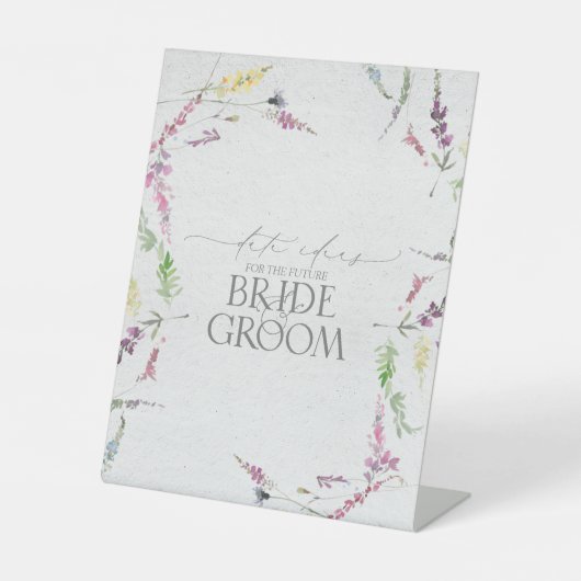Elegant Wilde Waterverf Floral Date Ideeën Reclamebord Met Voetstuk (Voorkant)