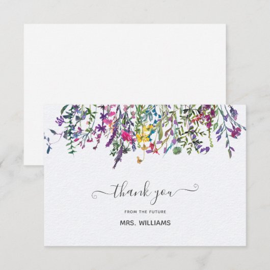 Elegant Wilde Waterverf Florence Vrijgezellenfeest Bedankkaart (Voorkant / Achterkant)