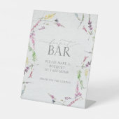 Elegant Wilde Waterverf Shower Bouquet Bar Reclamebord Met Voetstuk (Voorkant)