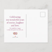 Elegant Wildflower 100th Birthday Save the Date Aankondigingskaart (Achterkant)