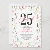 Elegant Wildflower 2025 Afstudeerfeest Kaart (Voorkant)