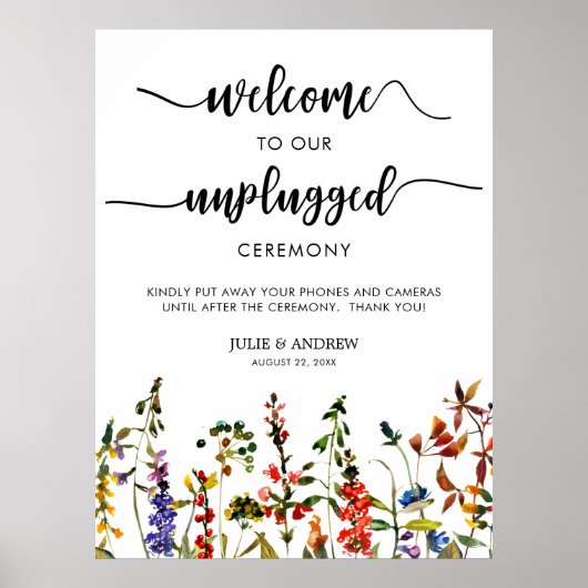 Elegant Wildflower 2 onplugging bruiloft ceremonie Poster (Voorkant)