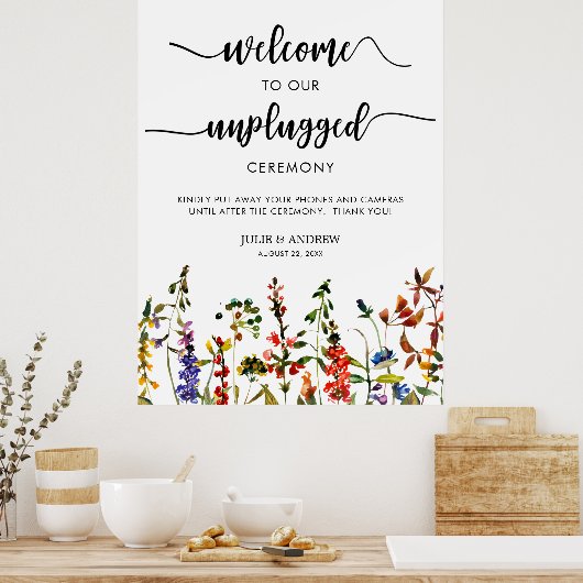 Elegant Wildflower 2 onplugging bruiloft ceremonie Poster (Keuken)