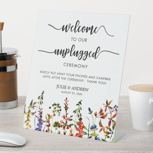 Elegant Wildflower 2 onplugging bruiloft ceremonie Reclamebord Met Voetstuk (Insitu)