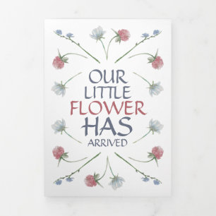 Elegant Wildflower, 3 Foto Collage Baby Birth Drieluik Aankondiging