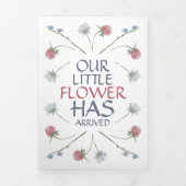 Elegant Wildflower, 3 Foto Collage Baby Birth Drieluik Aankondiging (Cover)