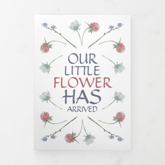 Elegant Wildflower, 3 Foto Collage Baby Birth Drieluik Aankondiging (Cover)