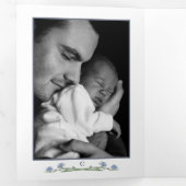 Elegant Wildflower, 3 Foto Collage Baby Birth Drieluik Aankondiging (Binnenzijde eerst)