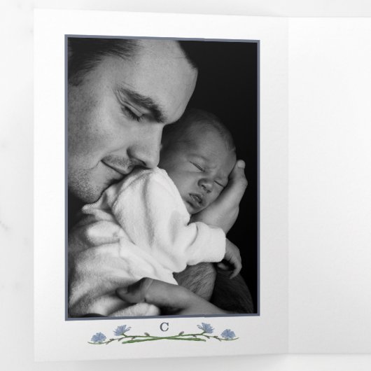 Elegant Wildflower, 3 Foto Collage Baby Birth Drieluik Aankondiging (Binnenzijde eerst)