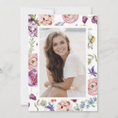 Elegant Wildflower Afstudeerfeest Kaart (Achterkant)